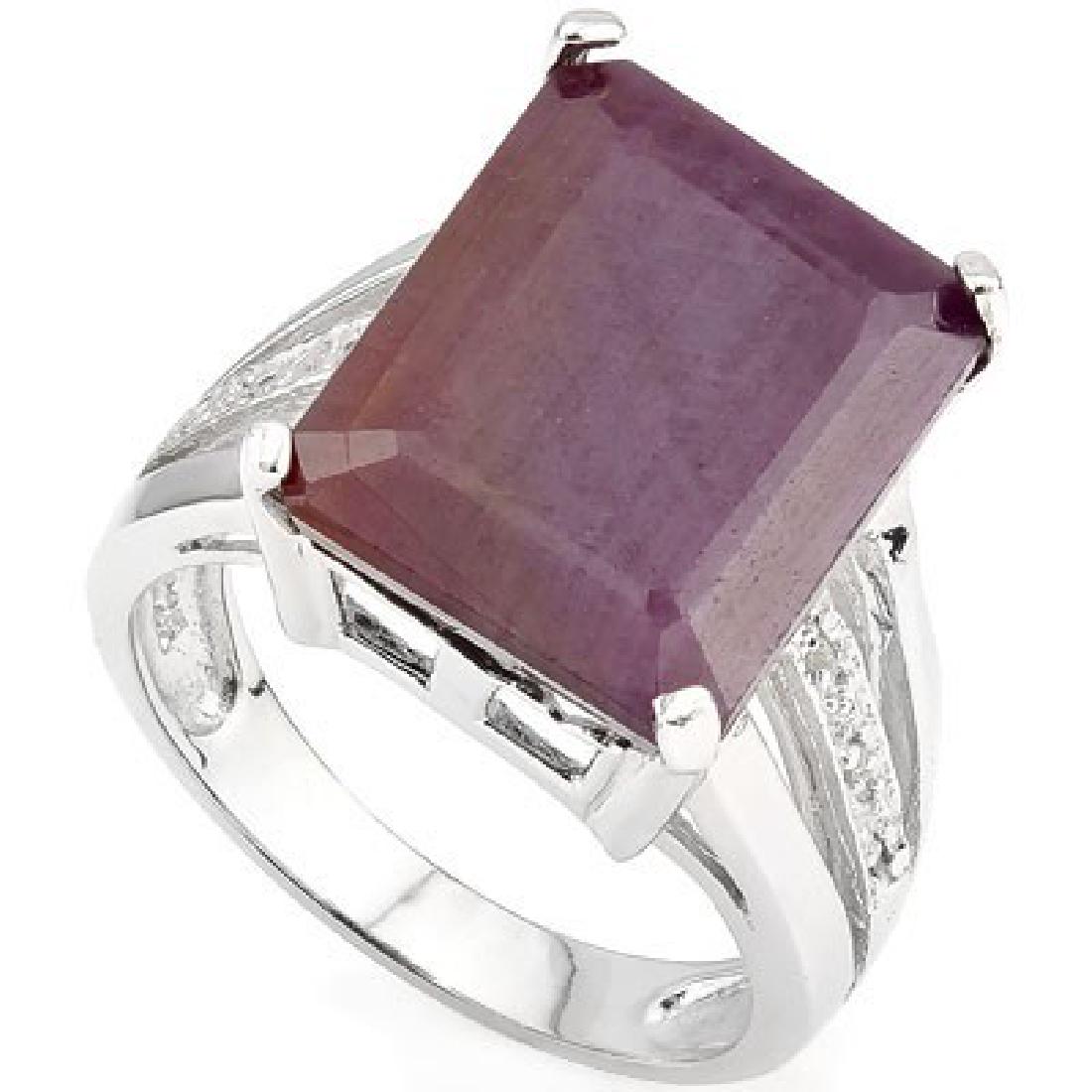 0.925 STERLING SILVER RING WITH RUBY & DIAMOND (1 of 3)
