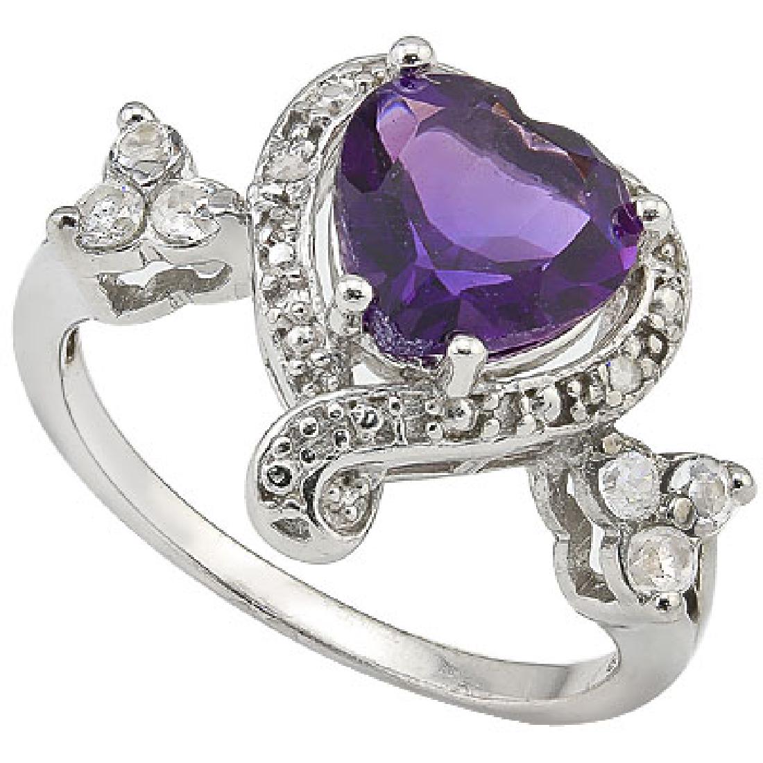 0.925 STERLING SILVER RING WITH AMETHYST & WHITE TOPAZ (1 of 3)