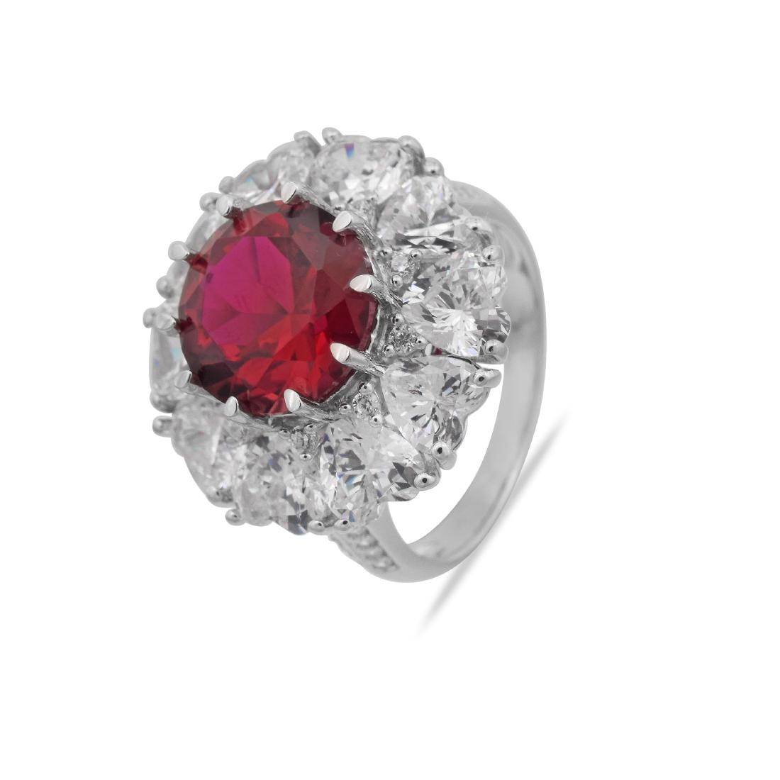 925 STERLING SILVER RING WITH LAB CREATED RUBY (1 of 5)
