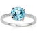 8mm Round Blue Topaz & Diamond in Silver Ring - 2