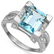 Octagon 8x10mm Blue Topaz & Diamond 0.925 Silver Ring