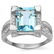 Octagon 8x10mm Blue Topaz & Diamond 0.925 Silver Ring - 2