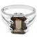 Charming 8x10mm Smoky Topaz, Diamond Silver Ring - 2