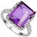 Big 8CT Amethyst & Diamond 0.925 Silver Ring
