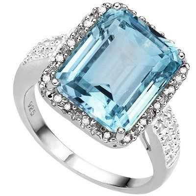 AMAZING 5.40 CT BLUE TOPAZ 925 SILVER RING: Information Product Code: RI-EMC511_925W_W_SKY_DS Metal: 0.925 STERLING SILVER W/ PLATINUM Product Type: Gemstone Ring Metal Weight: 4.1g Ring Size : 7=US, O=UK Stone Detail: St