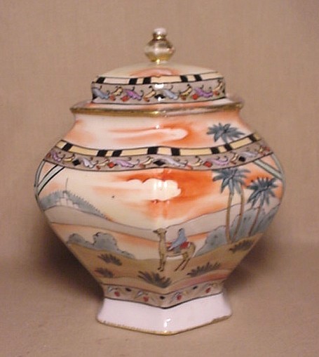 Hand-painted Nippon covered jar