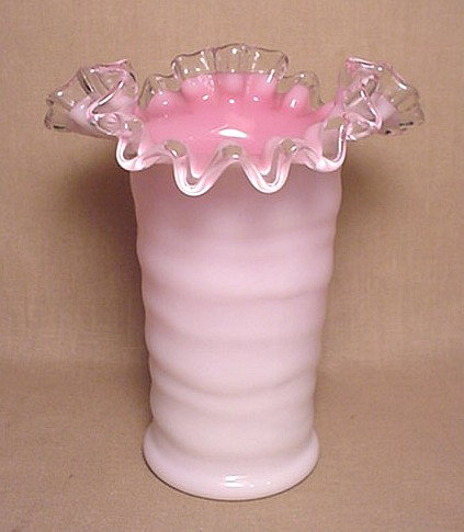 Fluted Fenton pink vase
