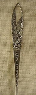 Colorado sterling souvenir spoon: Colorado sterling souvenir spoon Spoon is 5 3/8" long with "Royal Gorge" cut design