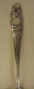 New Orleans, LA sterling souvenir spoon, Gen. Jac: New Orleans, LA sterling souvenir spoon, Gen. Jackson Spoon is 5 1/2" long with Gen. Jackson cut design made by Watson silver co.