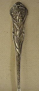 Nebraska sterling souvenir spoon, Lexington: Nebraska sterling souvenir spoon, Lexington Spoon is 5 7/8" long with "Lexington" engraved in bowl and "Abbie" on reverse handle, made by Gorham silver co.