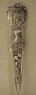 Idaho sterling souvenir spoon: Idaho sterling souvenir spoon Spoon is 5 1/2" long with ornate design made by Watson silver co.