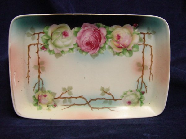Hand-painted dresser tray, 3 crown Germany