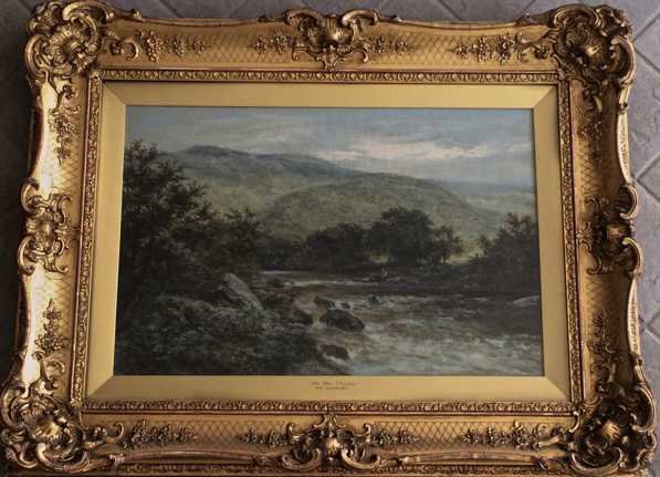 Dipinti Antichi: William Langley "On the Llugwy" XIX secolo olio su tela cm.61x41