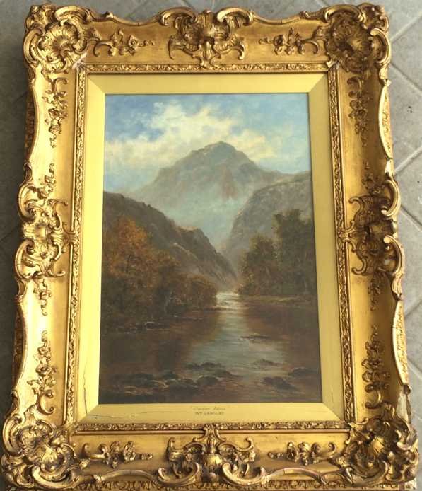Dipinti Antichi: William Langley "Cader Idris" XIX secolo olio su tela cm.31x46
