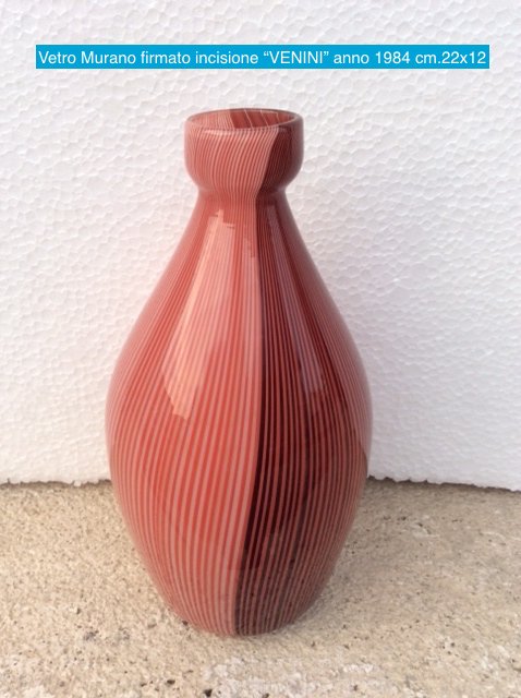 Murano Glass: Murano art glass Series "Fabric" potted red canes, black and white, Carlo Scarpa design for Venini signed Venini Murano 1984 cm.22x12