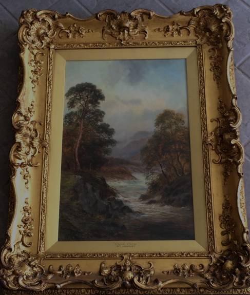 Modern and Contemporary art: "Capel Curig" oil on canvas cm.31x46 signed by the artist William Langley (1852/1922)
