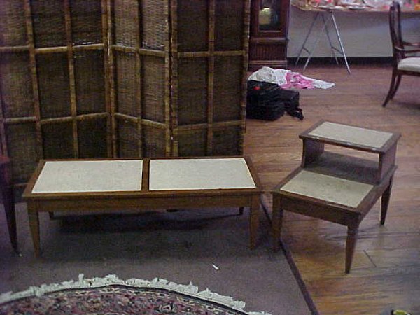Vintage Marble top coffee table and end