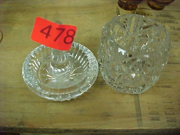 Pressed or cut glass candle holder and p
