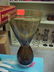 510: Amber colored glass vase w/ clear base