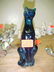 522: Blue glass sitting cat figurine