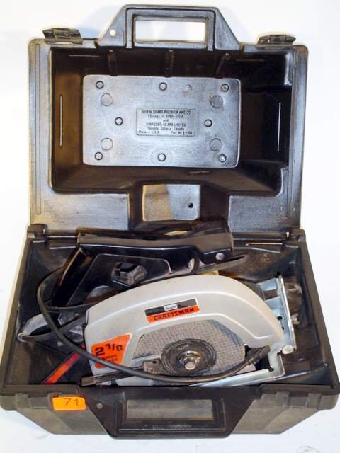 Craftsman 2 1/8 HP 7.5" blade circular sa: Sears Craftsman 2 1/8 HP, 7.5" blade, Model 31510960, circular saw, Condition: Good in case, Weight: 25 LBS, 18x14x14 inches