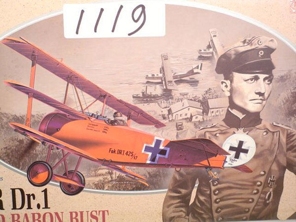 Model Kit DML Fokker Dr.1 & Red Baron: DML Fokker Dr.1 & 1/12 Red Baron Bust, Scale 1:48, Kit #5903 Condition: Complete in box Shipping: Our zip code is 95125. You can calculate your own shipping charges via UPS using 2 pounds and adding $