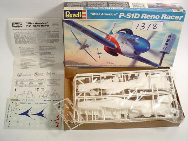 Model Kit Revell P-51D Reno Racer: Revell P-51D Reno Racer "Miss America", Scale 1:48, Kit 4040 Condition: In original wrap. Shipping: Our zip code is 95125. You can calculate your own shipping charges via UPS using 2 pounds and adding