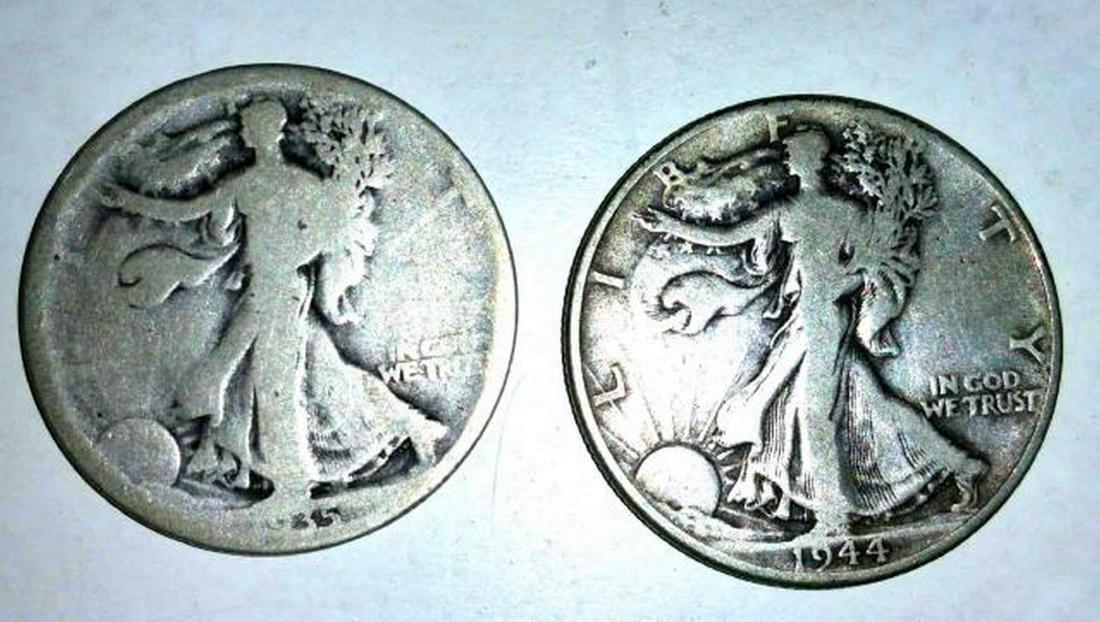 1935 D  &  1944 P 2 Pc Walking Liberty Half Dollars (1 of 2)
