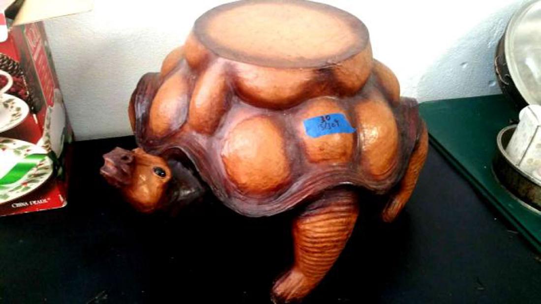 MAKE LEATHER TURTLE SIDETABLE, 12" HIGH (1 of 4)