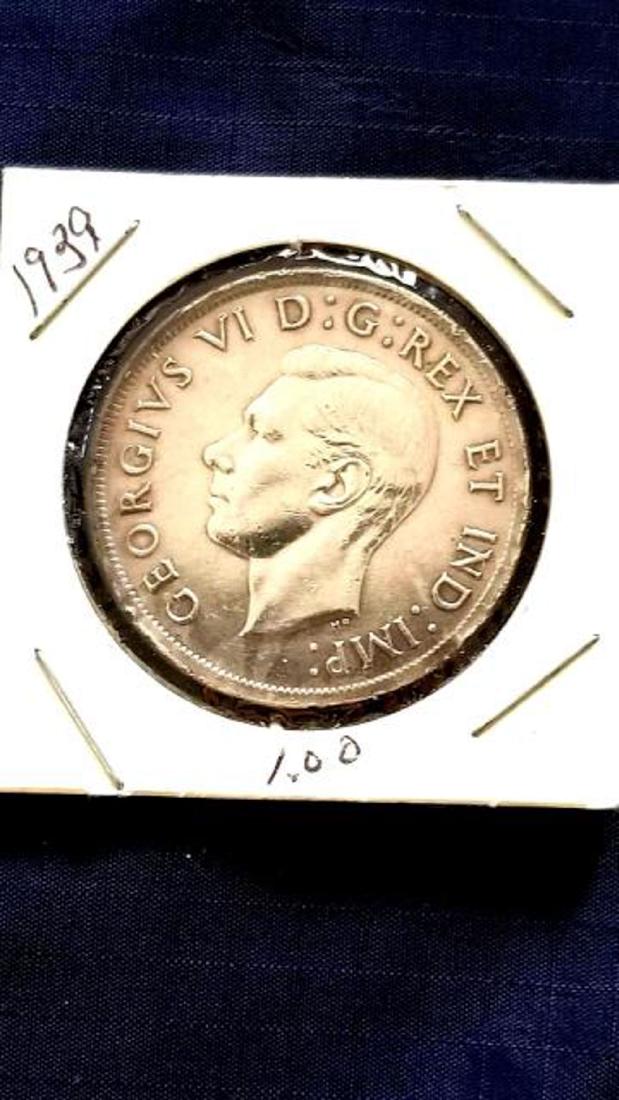 1939 CANADA  DOLLAR 80% SILVER COIN (1 of 3)