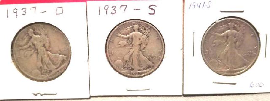 1937, 1937-S, 1941-S WALKING LIBERTY SILVER HALF DOLLAR (1 of 5)