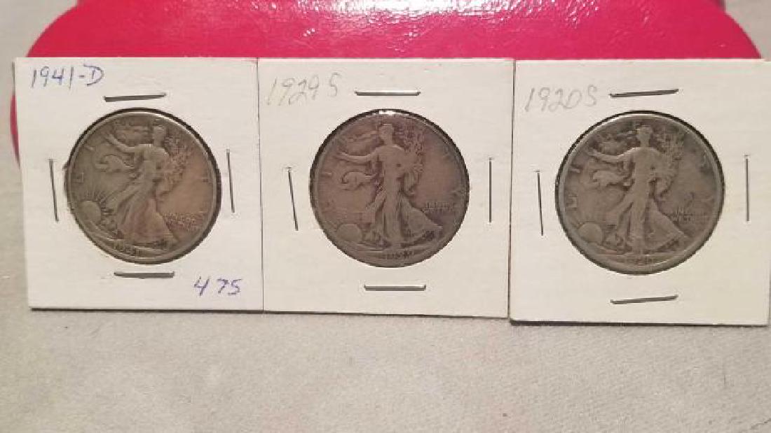 1920-S, 1929-S, 1941-D WALKING LIBERTY SILVER HALF (1 of 5)