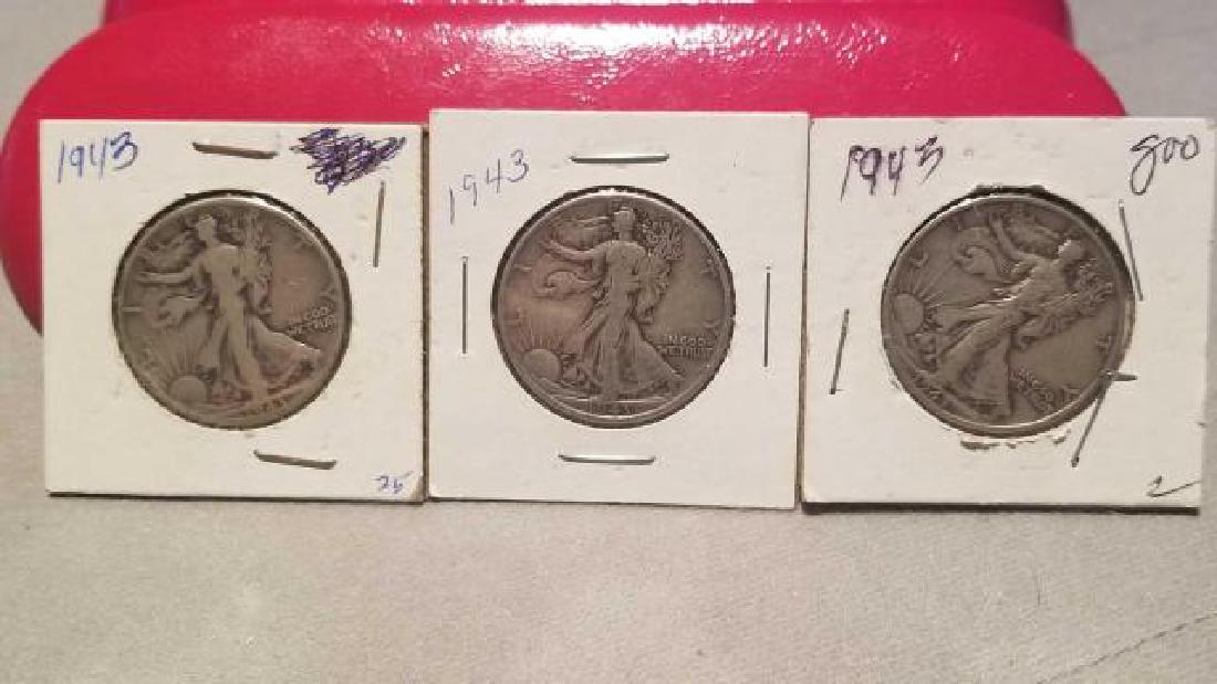 THREE (3) 1943 WALKING LIBERTY HALF DOLLARS (1 of 5)