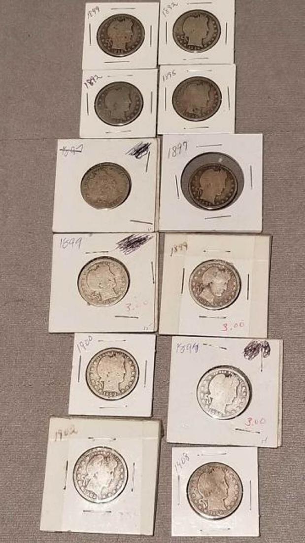 TWEVE (12) BARBER QUARTER DOLLARS (1 of 13)