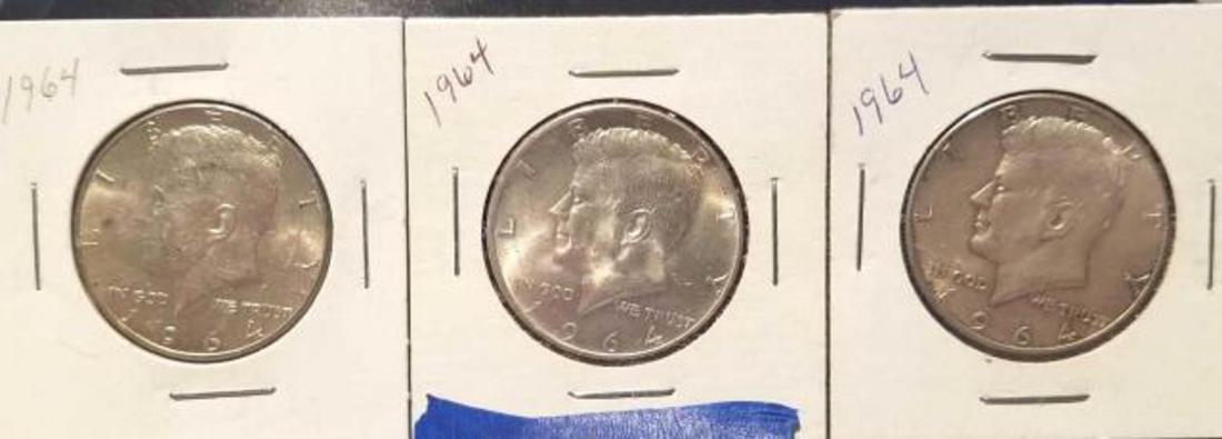 THREE (3) 1964 KENNEDY SILVER HALF DOLLARS (1 of 7)