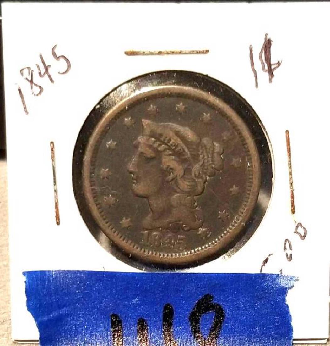1845 LIBERTY HEAD PENNY: 1845 LIBERTY HEAD PENNY