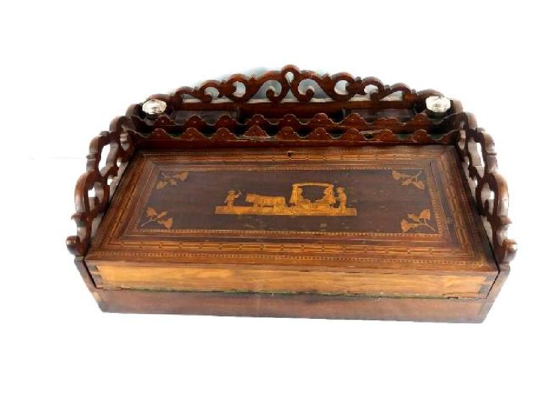LATE 1800S LAP DESK with FRETWORK SIDES, INLAID (1 of 17)