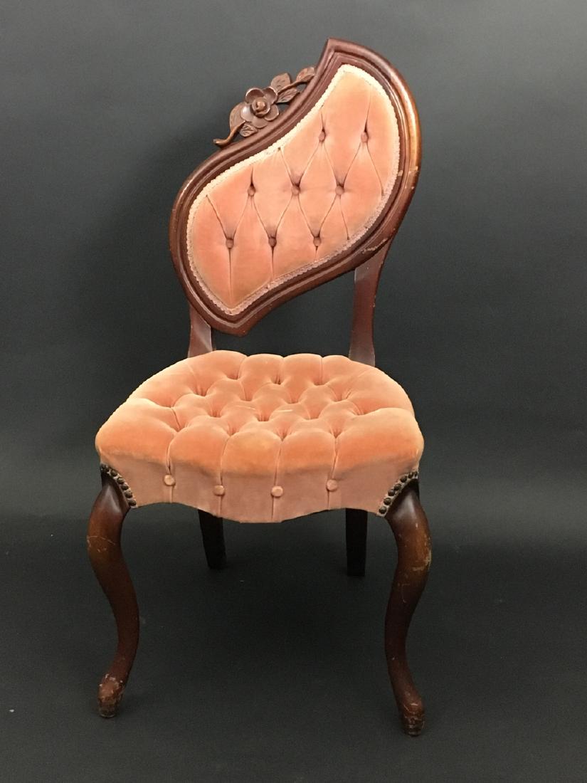 ASSYMETRICAL BACK VELVET PINK LADIES SLIPPER CHAIR (1 of 10)