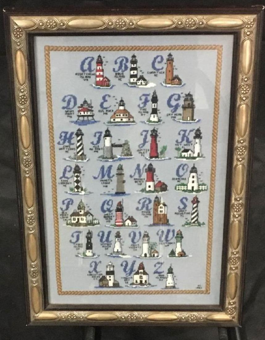 NEEDLEPOINT HUGE LIGHTHOUSE ALPHABET SAMPLER FRAME 1997 (1 of 2)
