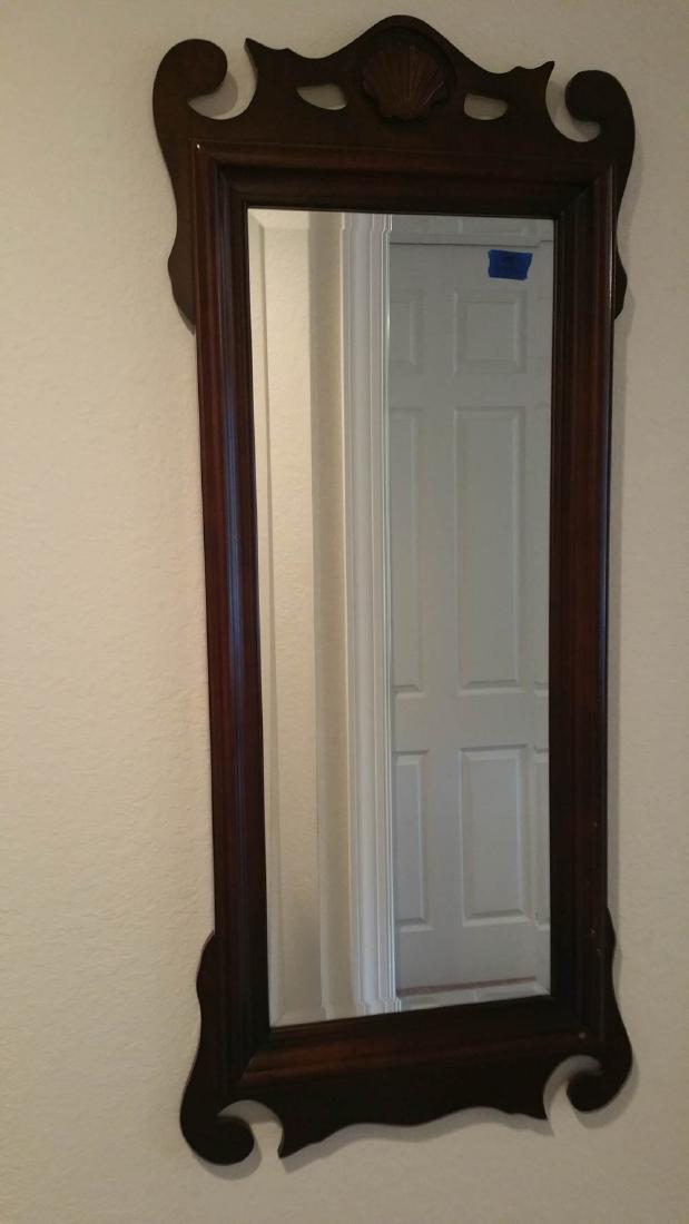 Solid Wood Walnut Colored Framed Mirror (1 of 6)