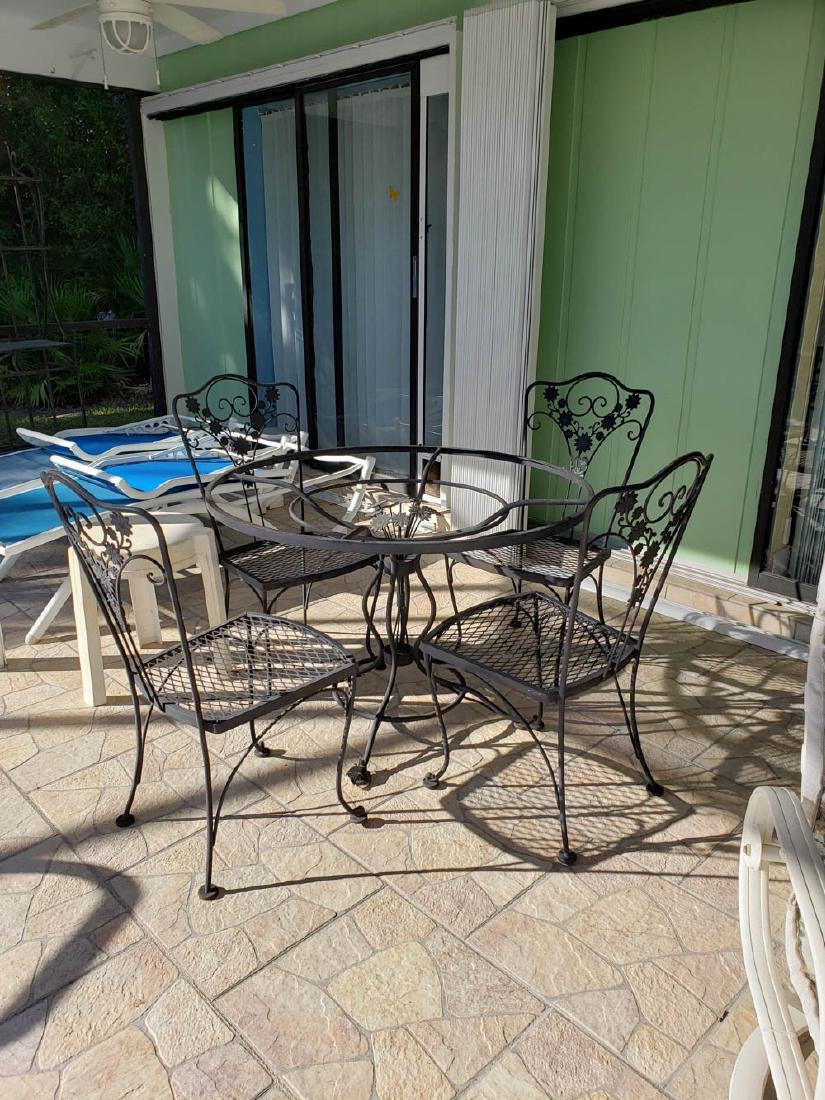 Black Metal Outdoor Glass Top Patio Set (1 of 5)