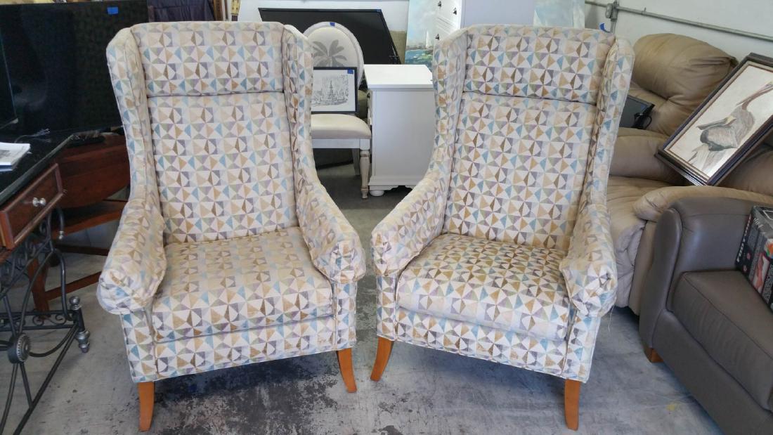 THOMASVILLE UPHOLSTERED CHAIR PAIR, WOOD LEGS (1 of 6)