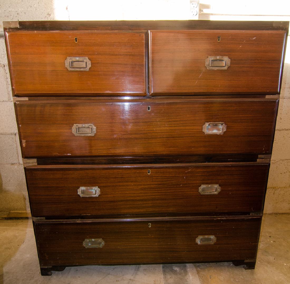 ANTIQUE ca 1830  ENGLISH CAMPAIGN CHEST 5 DRAWERS (1 of 20)