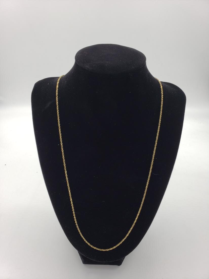 14K GOLD NECKLACE marked LFS: 14k yellow gold rope necklace marked LFS, 5.0 grams. LFS is for Leo Frank & Sons, a third generation supplier of quality diamonds, and has worked with independent jewelers since 1947.