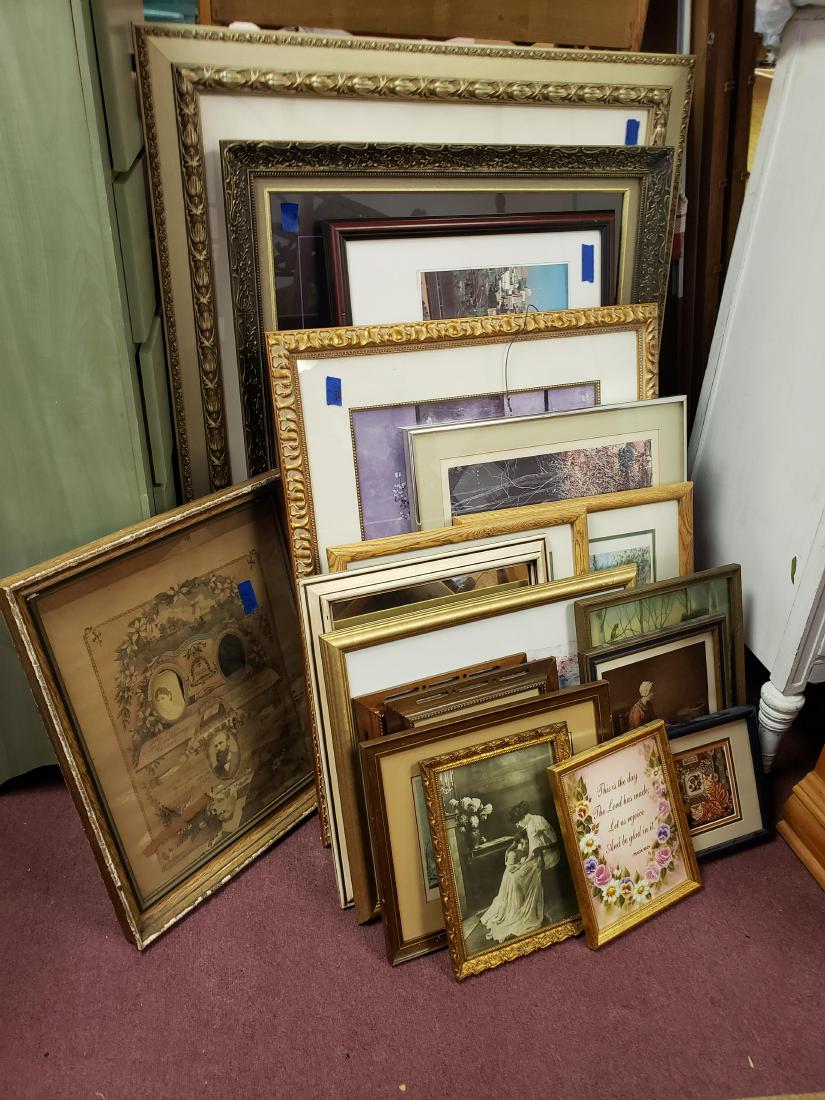 19 ASSORTED FRAMES WITH ARTWORK - HUGE LOT (1 of 19)