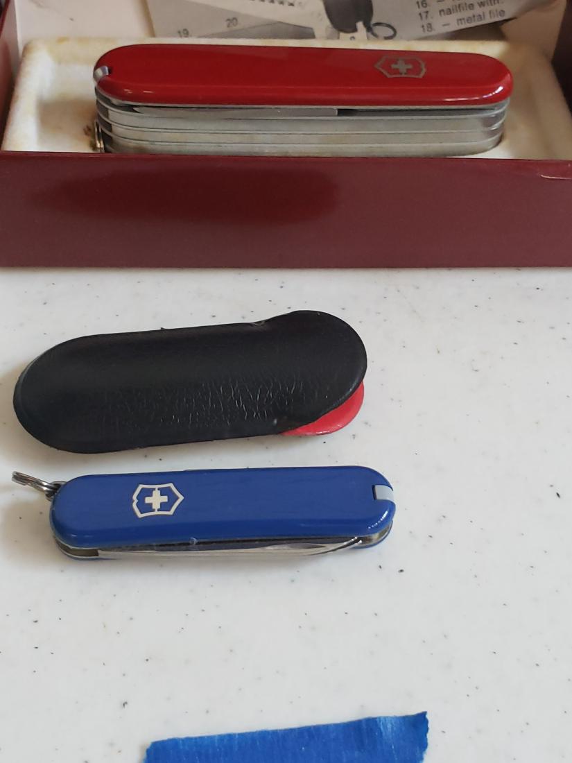 VICTORINOX SWISS ARMY KNIFE & MINISOFT BLUE KNIFE: VICTORINOX SWISS ARMY KNIFE & MINISOFT BLUE KNIFE. Victorinox is a knife manufacturer based in the town of Ibach, in the Canton of Schwyz, Switzerland. It is well known for its Swiss Army knives. The 