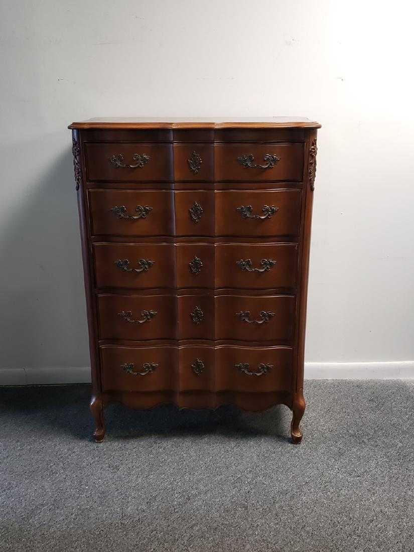 TALL CHEST 5 DRAWERS/FRENCH PROVINCIAL/WOOD (1 of 8)