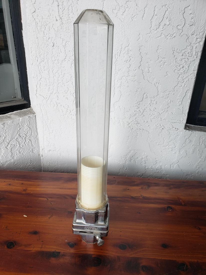 Dixies Vintage Metal & Glass cup dispenser Early 1900's (1 of 3)