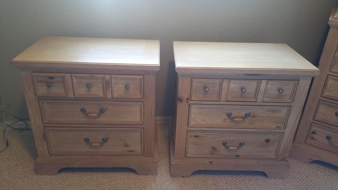 Pair Broyhill Cottage Country Knotty Pine End Tables