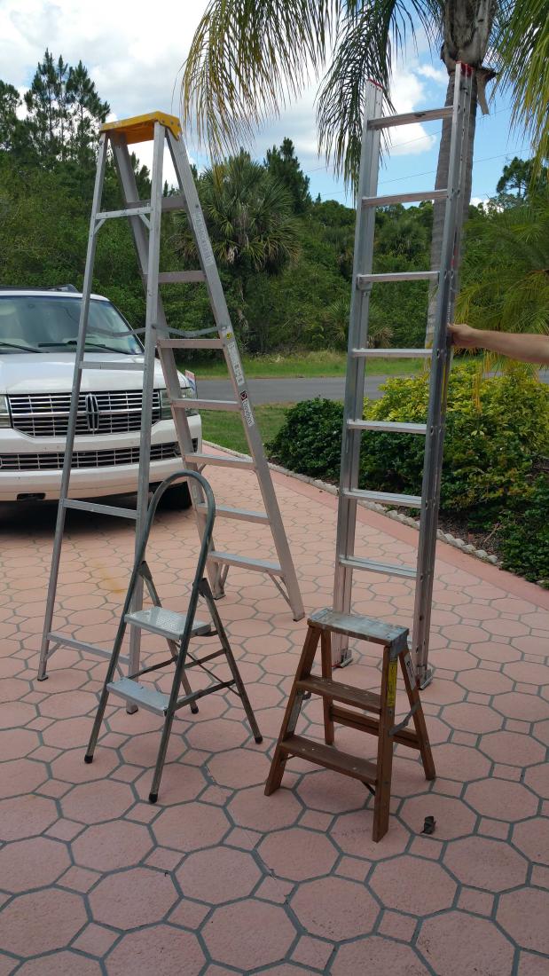 ALUMINUM TWO TALL LADDERS, TWO SHORT STEPSTOOLS (1 of 5)